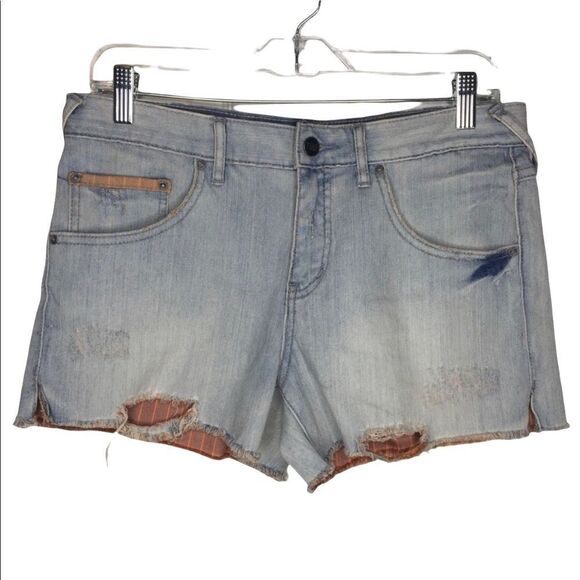 Free People Distressed Denim Shorts Light Wash - Picture 1 of 14